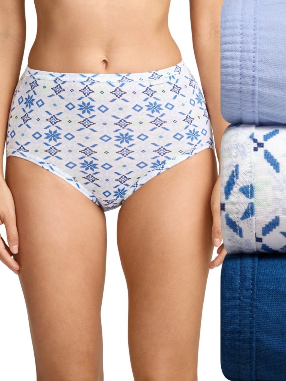 #2366 Jockey Elance Brief 3 Pack Underwear Extended Sizes - Marina Blue/rus